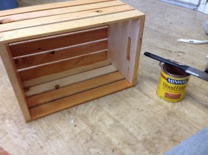 Finishing and staining the crates.  I won't lie, this step took us several days.