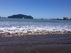 Waves breaking on the beach